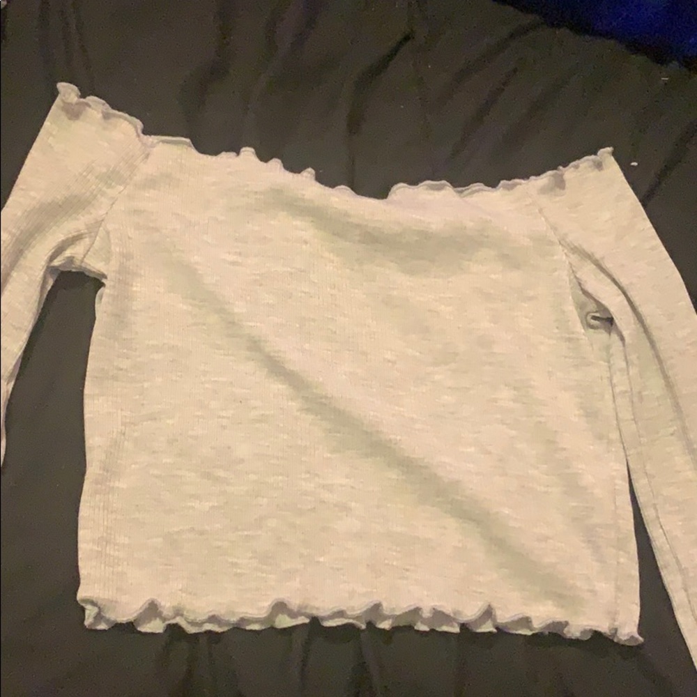 a over the shoulder long sleeve crop top